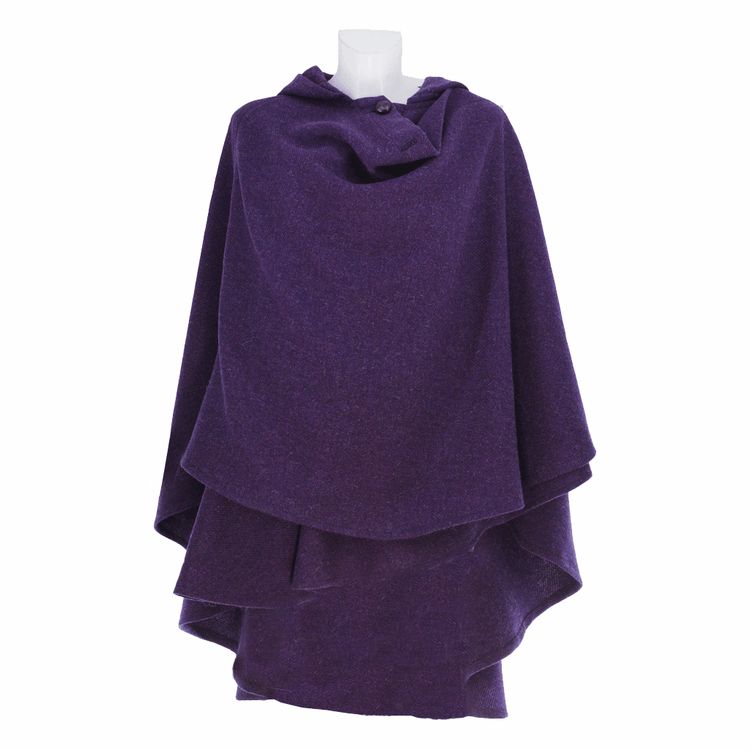 Purple wool cape "Luisella" model - one size