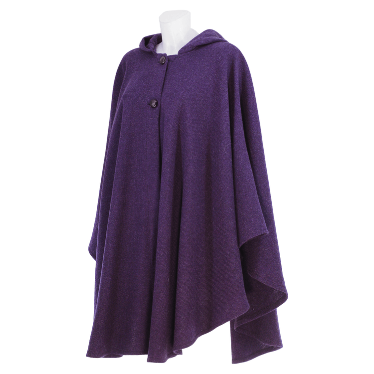 Purple wool cape "Luisella" model - one size