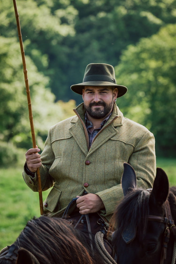 Green tweed wool jacket, "Amiata" model