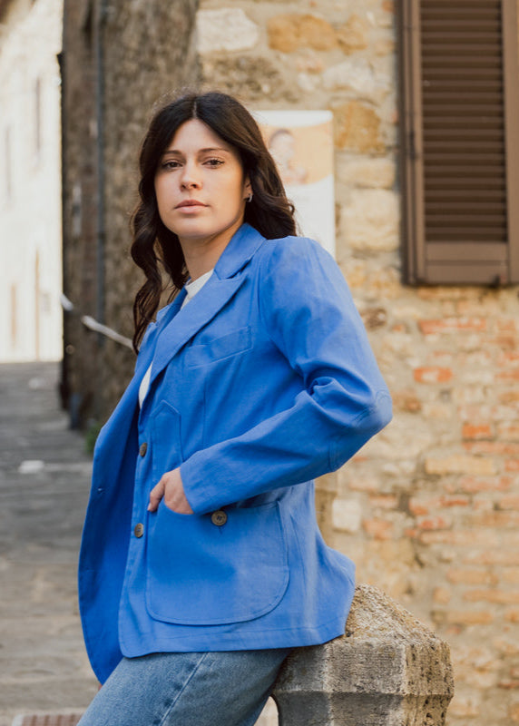 Violetta green fustian and leather trim