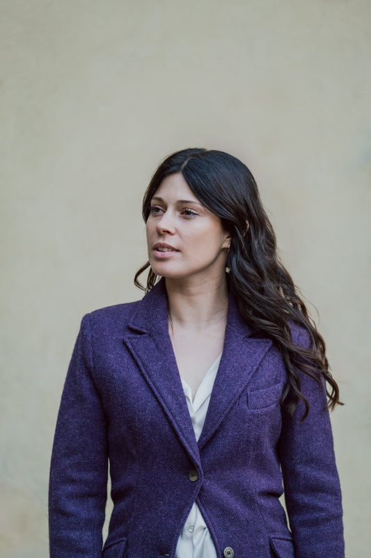 Violetta green fustian and leather trim