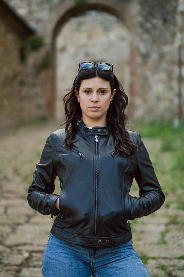 Violetta green fustian and leather trim