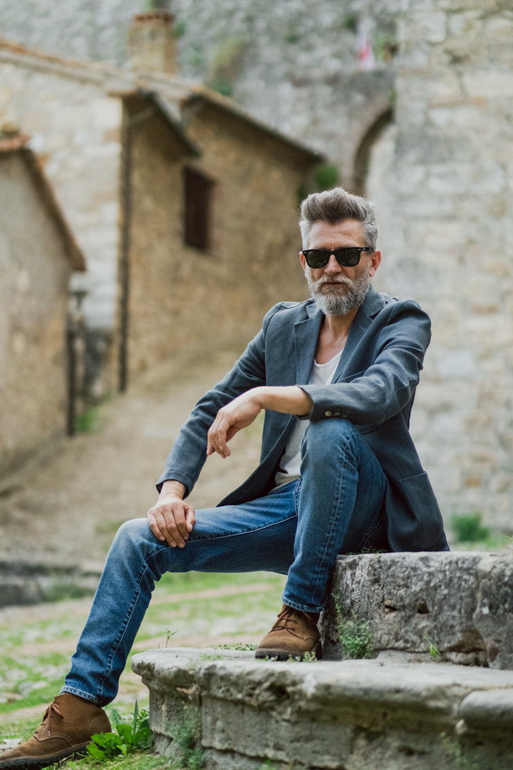 Blue tweed jacket, buttero model