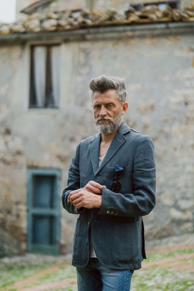 Blue tweed jacket, buttero model