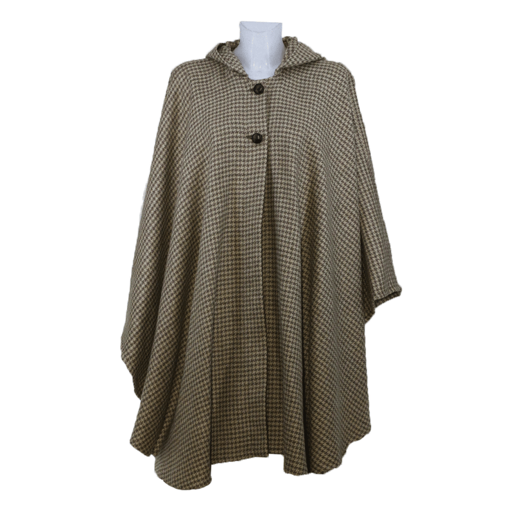 "Luisella" houndstooth wool cape - one size