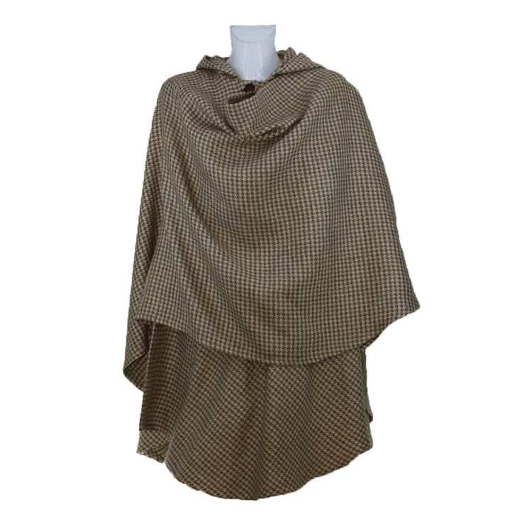 "Luisella" houndstooth wool cape - one size