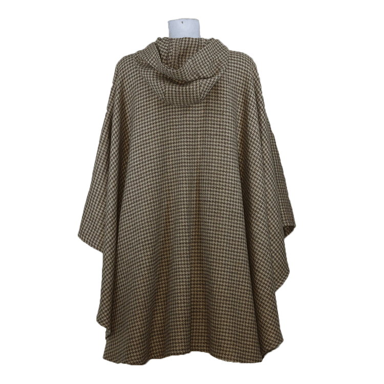 "Luisella" houndstooth wool cape - one size