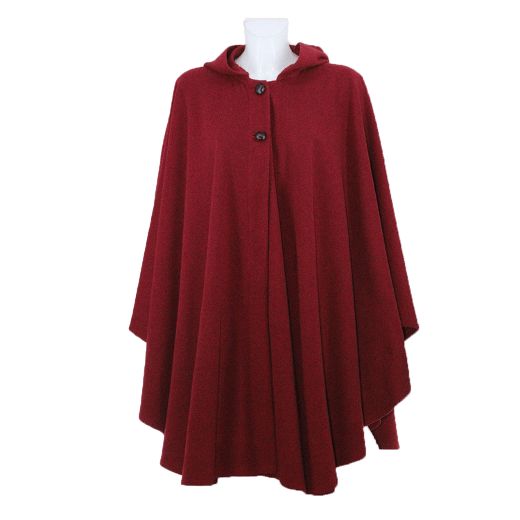 Red wool cape "Luisella" model - one size
