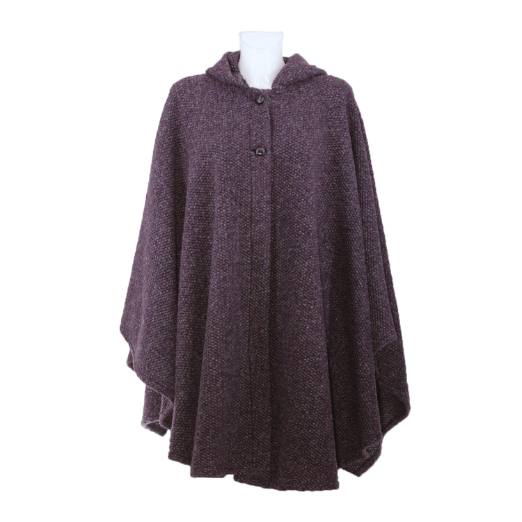 "Luisella" melange purple wool cape - one size