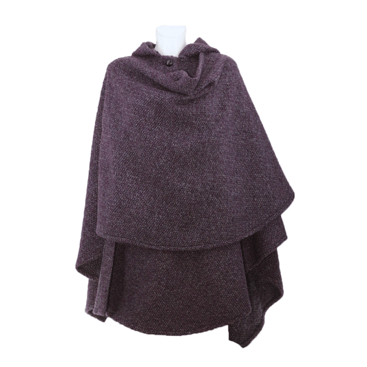 "Luisella" melange purple wool cape - one size