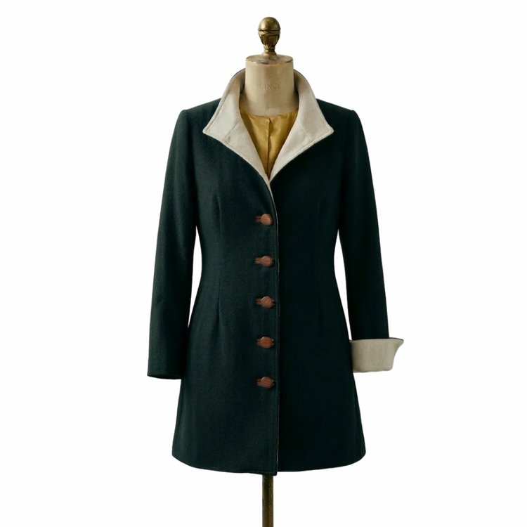 Violetta green fustian and leather trim