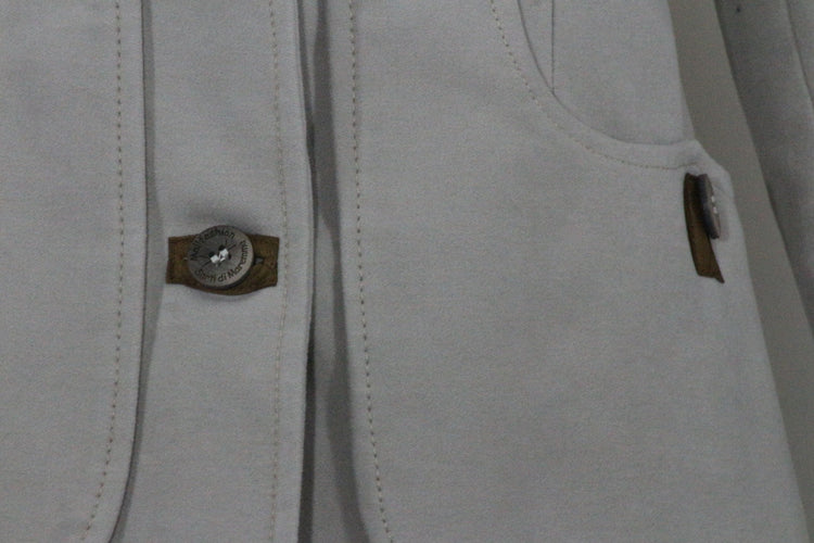 Violetta green fustian and leather trim