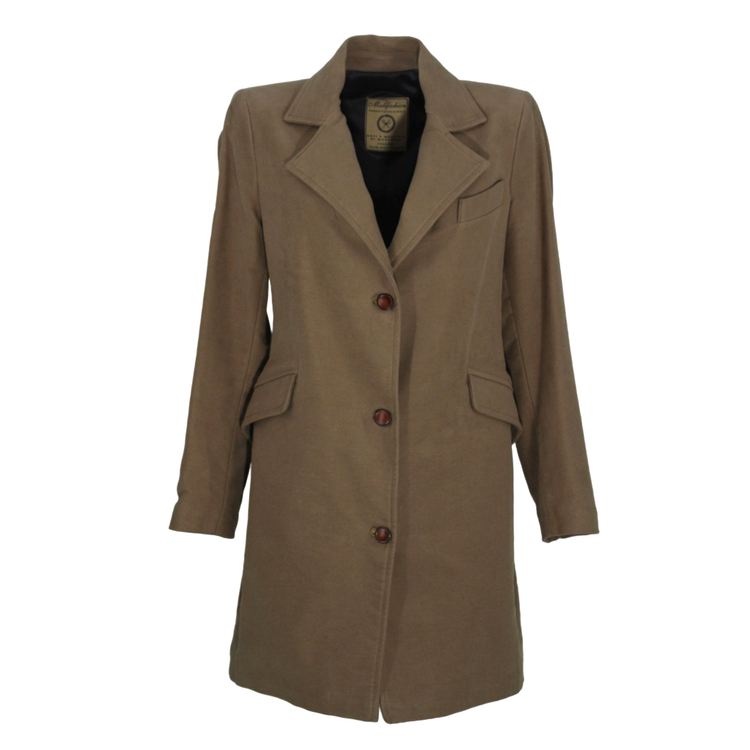 Violetta green fustian and leather trim