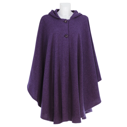 Purple wool cape "Luisella" model - one size