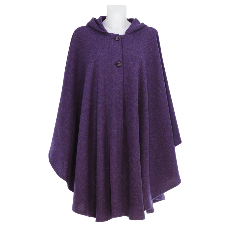 Purple wool cape "Luisella" model - one size