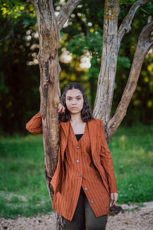 Violetta green fustian and leather trim