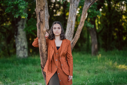 Violetta green fustian and leather trim