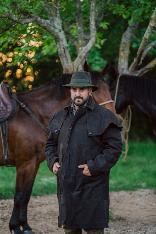 Greased calfskin cape