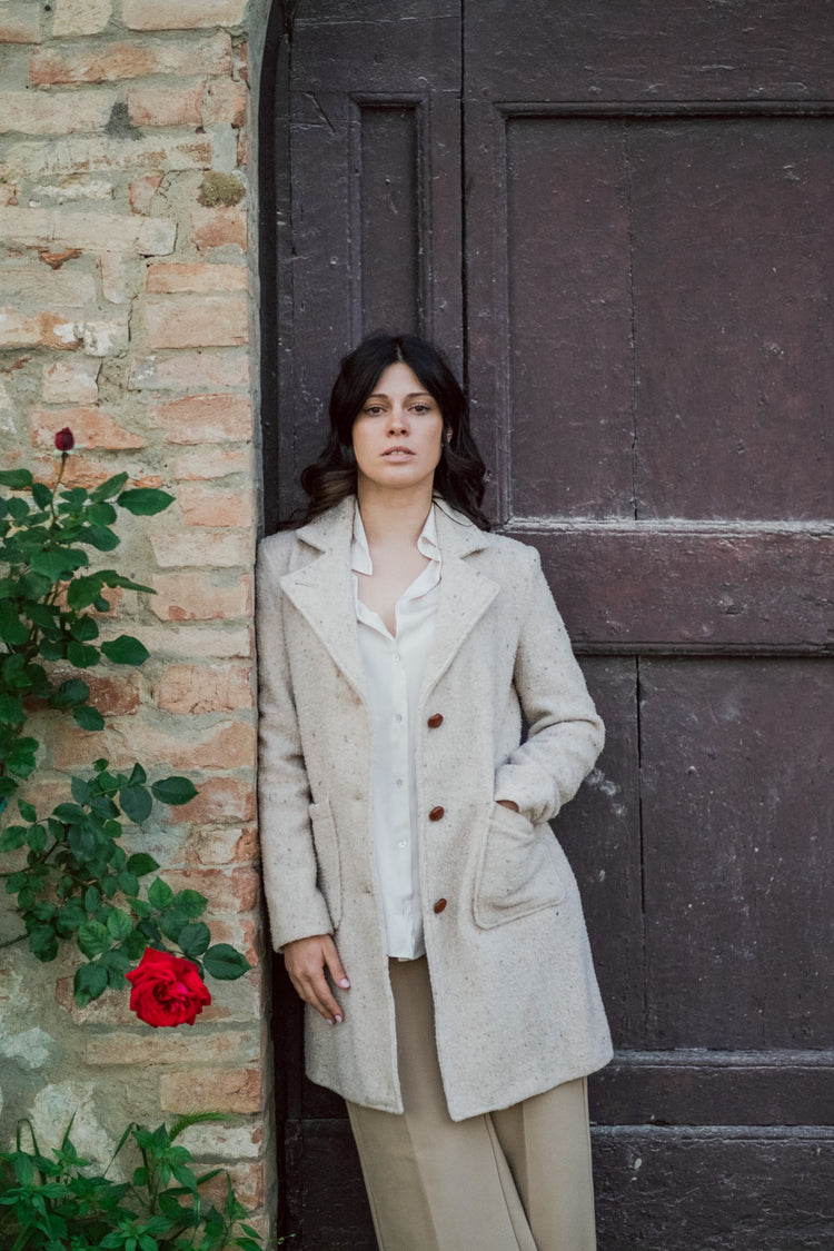 Violetta green fustian and leather trim