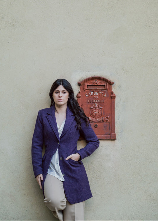 Violetta green fustian and leather trim