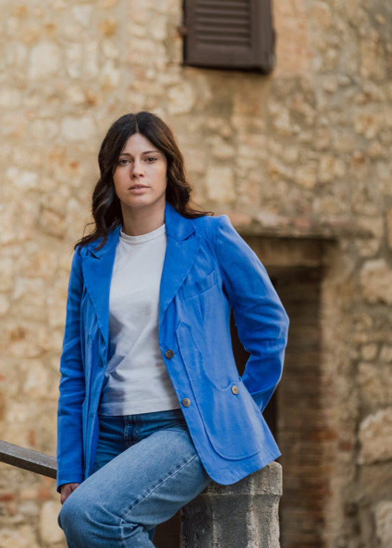 Violetta green fustian and leather trim