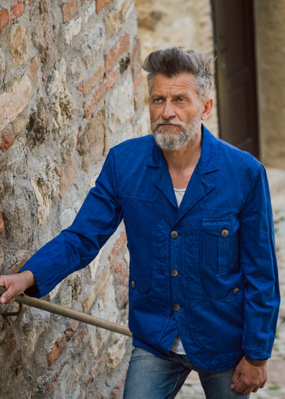 Unlined Maremma cotton jacket in royal blue