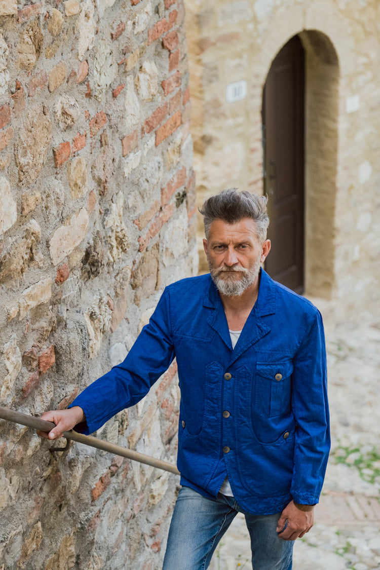 Unlined Maremma cotton jacket in royal blue