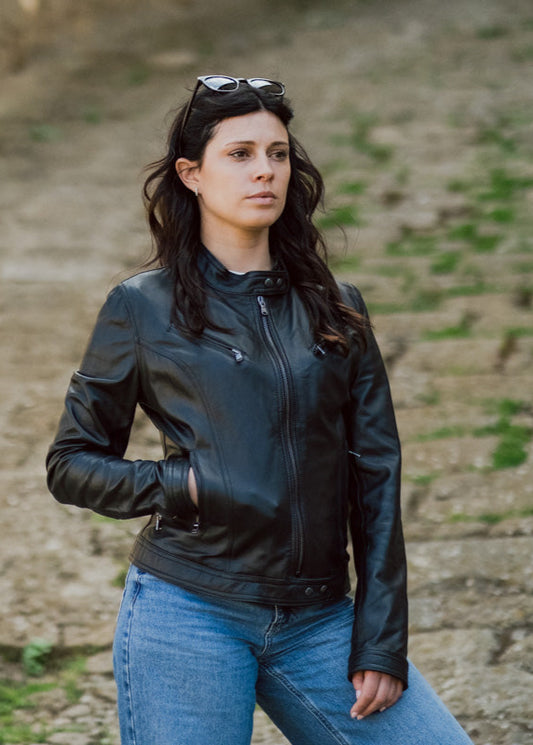 Violetta green fustian and leather trim