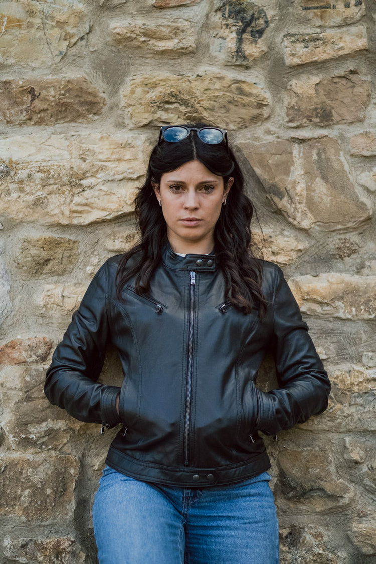 Violetta green fustian and leather trim