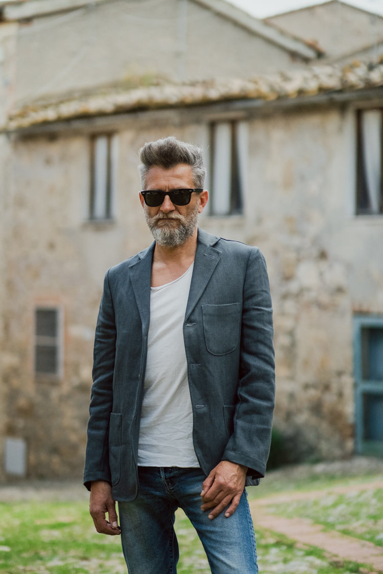 Blue tweed jacket, buttero model