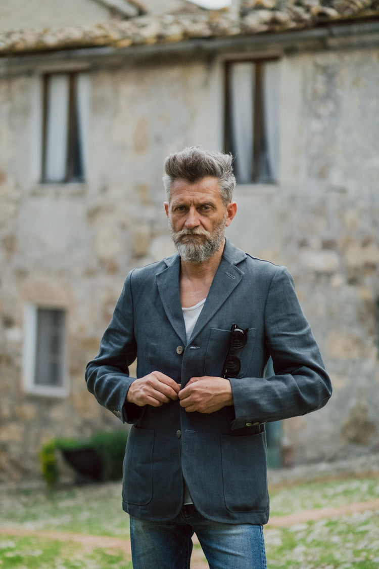 Blue tweed jacket, buttero model