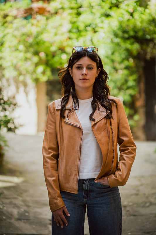 Violetta green fustian and leather trim