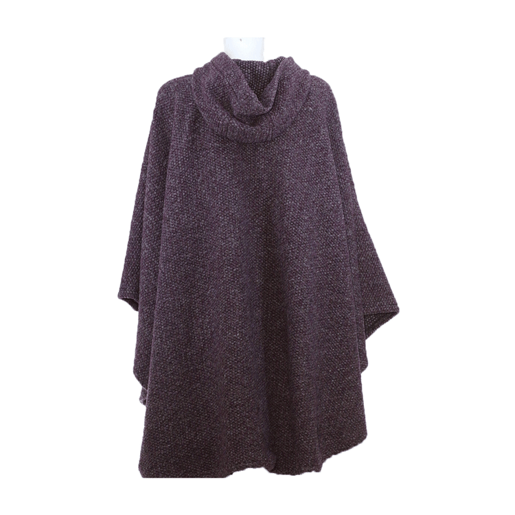 "Luisella" melange purple wool cape - one size